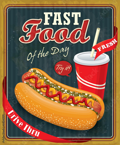 Fototapeta Vintage hot dog poster design