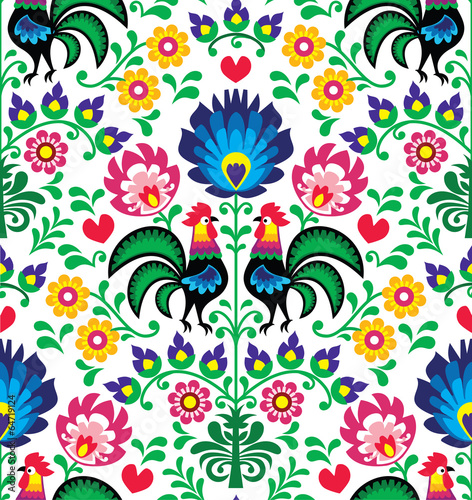 Fototapeta Seamless traditional floral Polish pattern - Wzory Łowickie