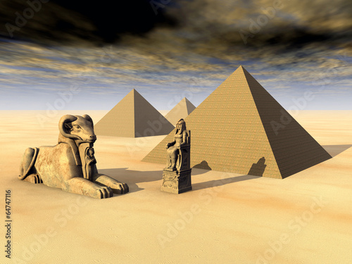 Fototapeta Egyptian Pyramids and Statues