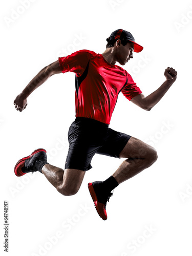 Fototapeta runners joggers running jogging jumping silhouettes