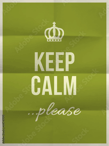 Fototapeta Keep calm please quote on folded in eight paper texture