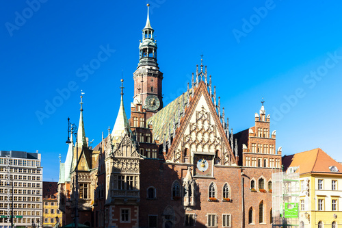Lacobel Town Hall on Main Market Square, Wroclaw, Silesia, Poland