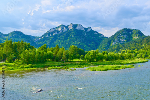 Lacobel The Three Crowns Mountain over The Dunajec River in Poland.