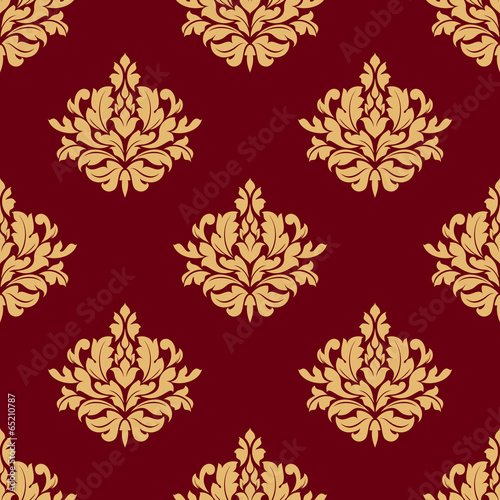 Fototapeta Pretty maroon damask style floral design