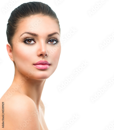 Fototapeta Beautiful Face of Young Woman with Clean Fresh Skin