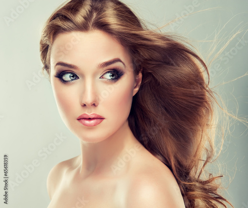 Fototapeta Beautiful model with curly hair