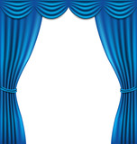 Luxury blue curtain on white background