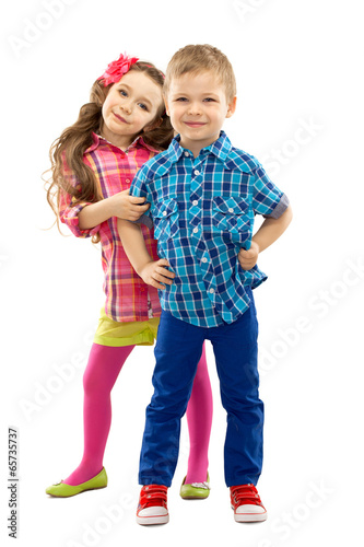  Cute fashion kids are standing together