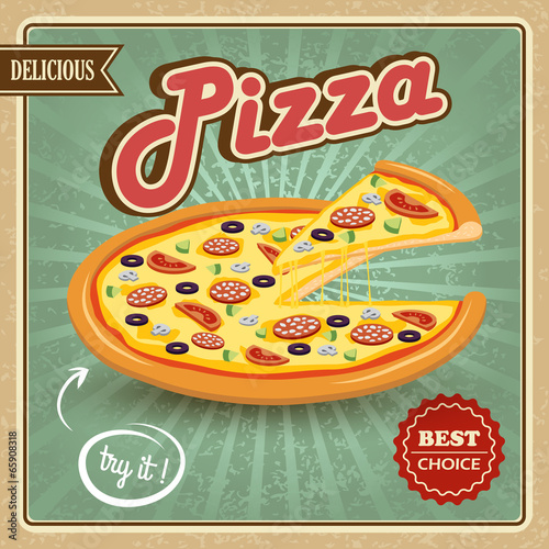  Pizza retro poster