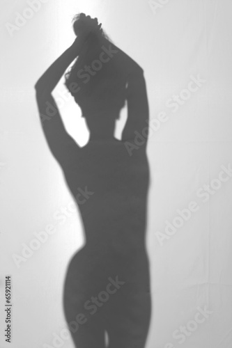Lacobel Diffuse silhouette of perfect nude woman - full naked body