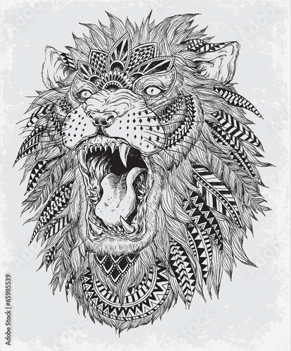 Fototapeta Hand Drawn Abstract Lion Vector Illustration