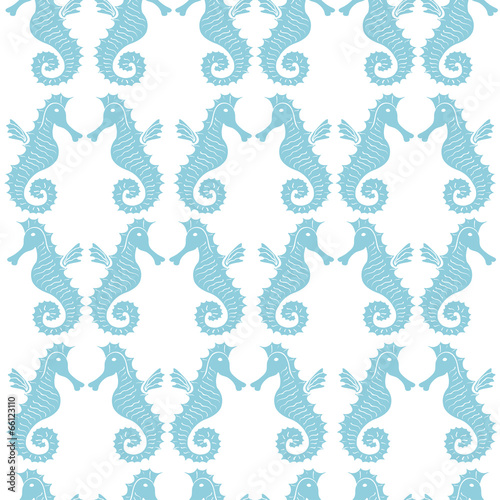  Seamless pattern with sea-horses