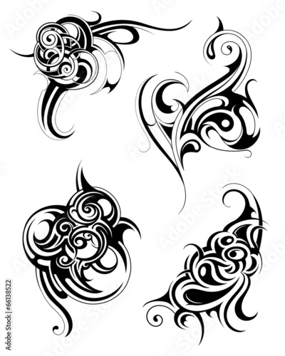  Set of graphic design elements in tribal art style