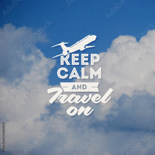  Travel type design with clouds background
