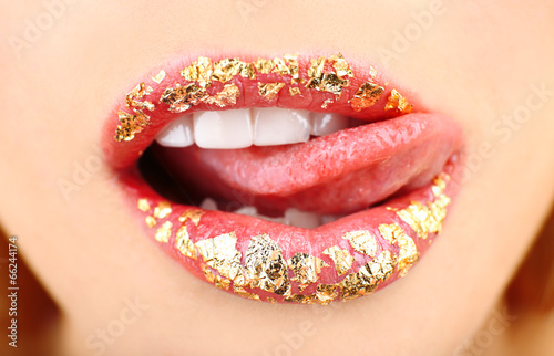  Beautiful female lips, close up