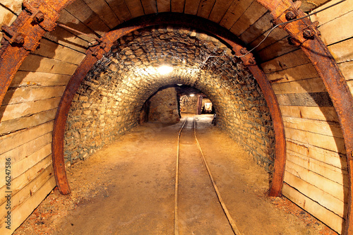  Underground mine tunnel, mining industry