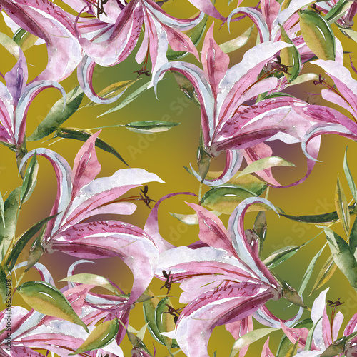 Fototapeta Pink lily pattern