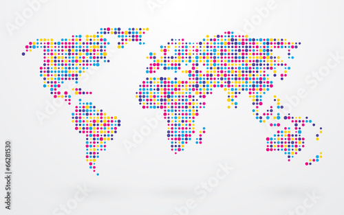 Fototapeta world map made ​​up of small colorful dots