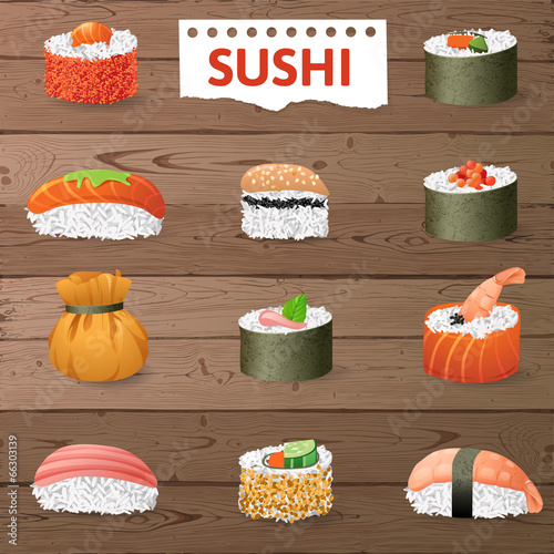 Fototapeta Great sushi set
