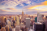 Sunset view of New York City looking over midtown Manhattan poster