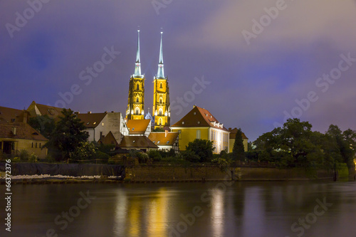 Fototapeta Night photo of beautifully illuminated St. John`s cathedral and