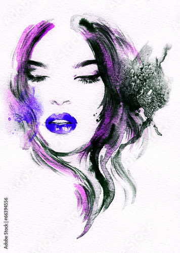  abstract watercolor .woman portrait