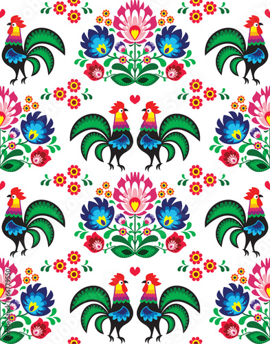 seamless-polish-folk-art-pattern-wzory-lowickie-wycinanka
