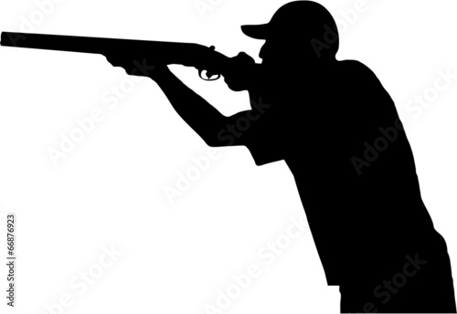 Fototapeta Hunter with gun, silhouette