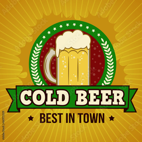  Cold larger beer retro poster