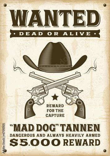 Fototapeta Vintage western wanted poster