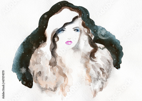  woman portrait .abstract watercolor