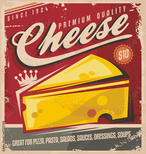 Fototapeta Cheese retro poster design