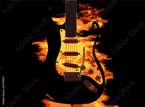 Fototapeta Burning Guitar