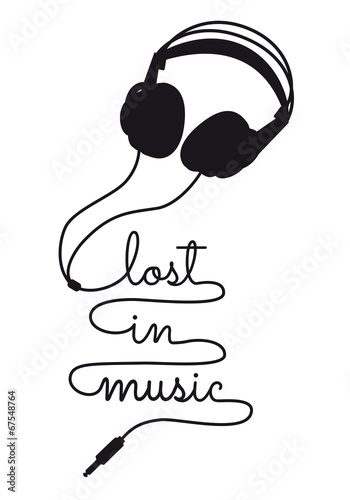 Lacobel lost in music, vector headphone