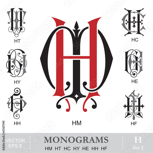 عکس+کس+وکون Vintage Monograms HM HT HC HY HE HH HF" Stock image and royalty-free ...