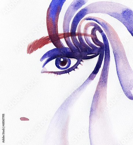  Woman eye . Hand painted fashion illustration
