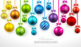 Christmas balls with ribbon and bows poster
