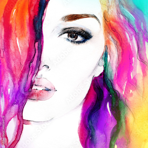 kobieta-portret-abstract-akwarela-fashion-tlo