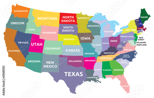 USA map with states poster