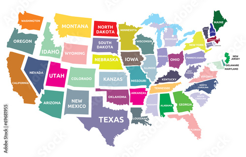  USA map with states