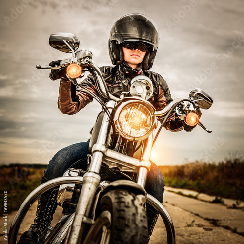  Biker girl on a motorcycle