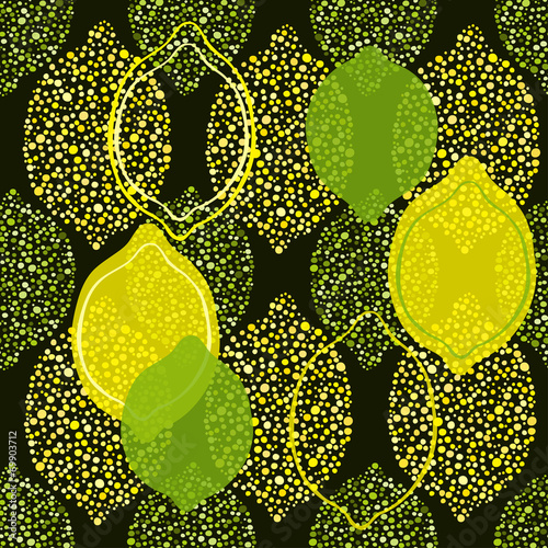 Seamless pattern with lemon and lime .