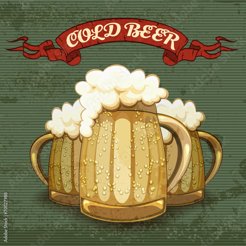 Fototapeta Retro style poster for Cold Beer