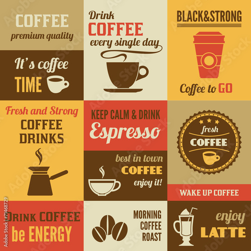  Coffee mini poster set