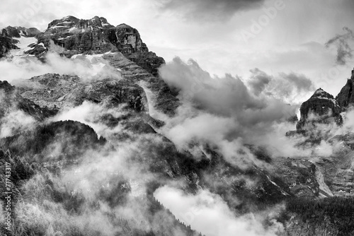 Lacobel Dolomites Mountains Black and White