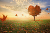 Heart shaped tree during fall poster