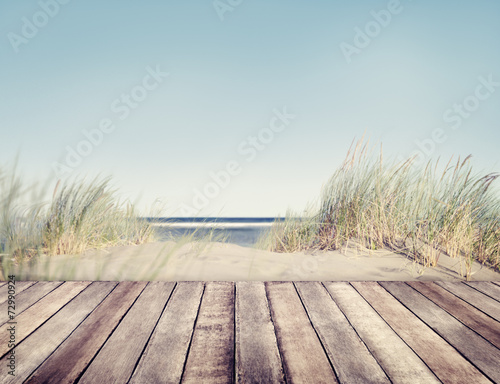 Beach and Wooden Plank