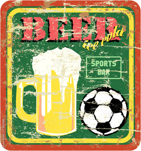  retro beer and sports bar sign, vector illustration