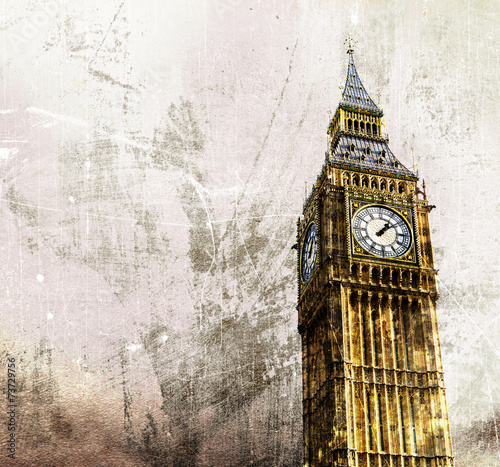 London - Big Ben - Altes Retro Foto