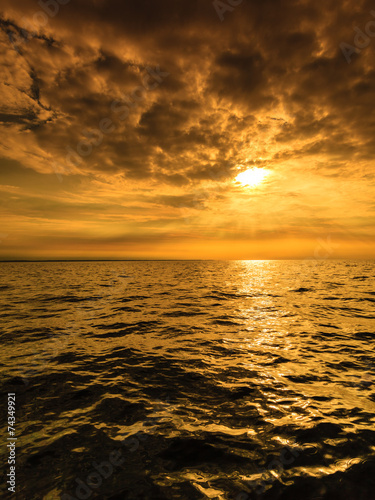 Beautiful seascape evening sea horizon and sky.